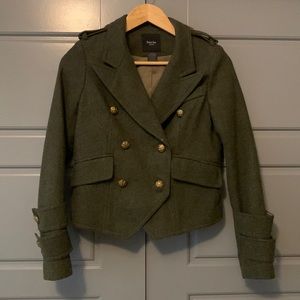 Smythe Army Green Military Style Cropped Blazer, Size 4